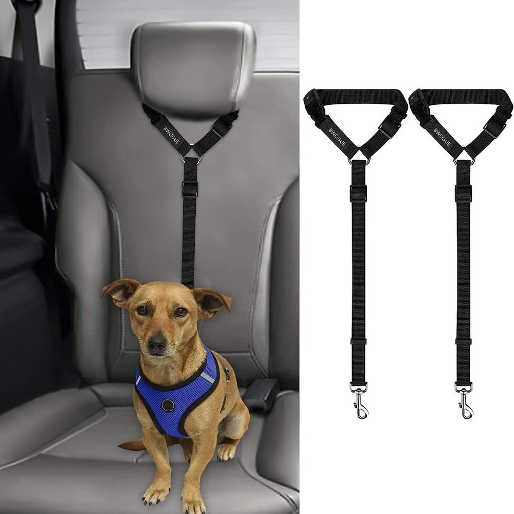 2 Packs Dog Cat Safety Seat Belt Strap Car Headrest Restraint Adjustable Nylon
